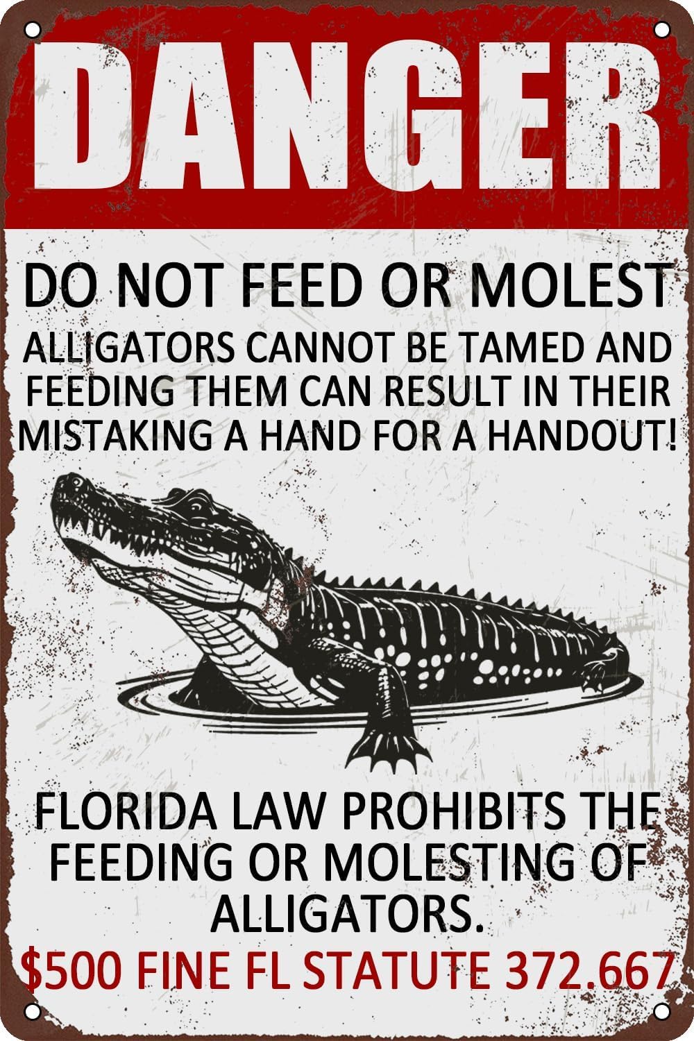 SMAZDFXX Danger Beware of Pond Alligators Tin Signs Vintage Metal Sign Funny Poster Wall Decor for Home Kitchen Bar Restaurant Cafe Pub Yard Accessories 5.5"x8"