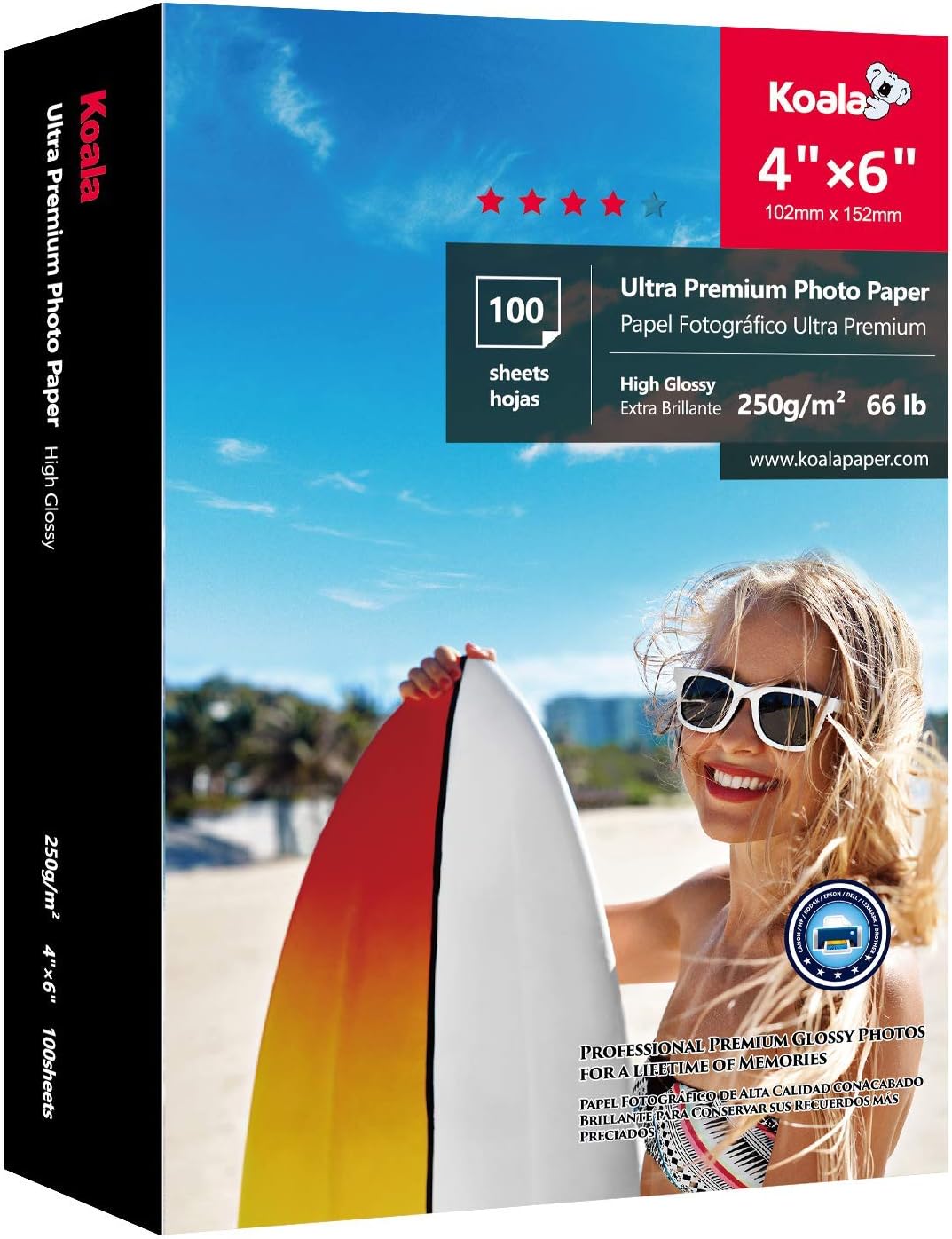 100 Blatt LabelHeaven Fotopapier A5 180g/qm - Hochglänzend & Wasserfest