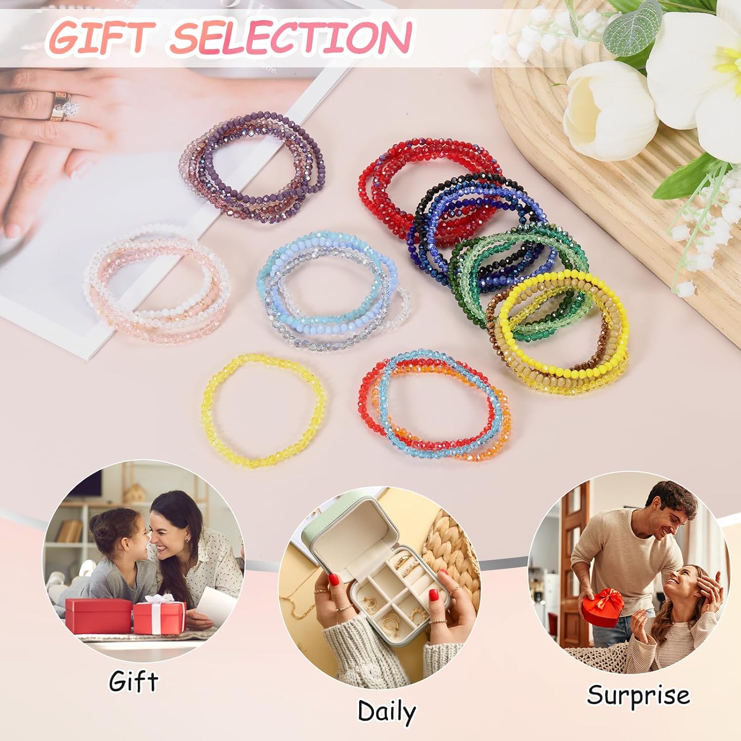 PATIKIL Bohemian Stackable Bead Bracelets Crystal Beads Bracelet - Image 4