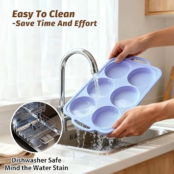 Silicone Egg Pan Oven: 2 Pack 4 Inch Silicone Pancake Pan 6 Cup with Handle
