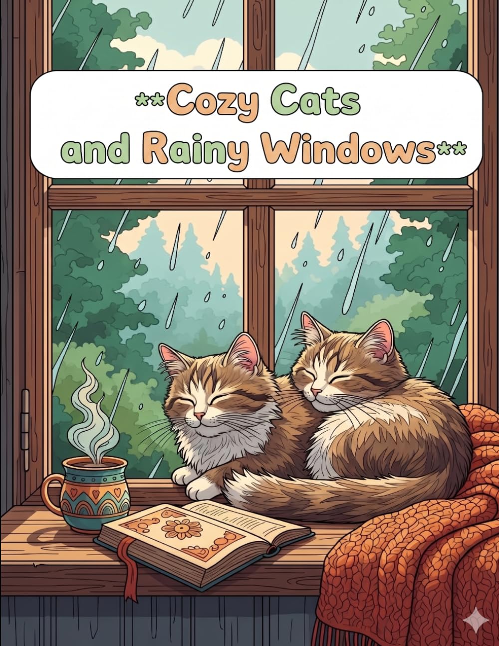 Cozy Cats and Rainy Windows: A Bold and Easy Adult Coloring Book: Relaxing Scenes of Felines by Windows, Perfect for Stress Relief and Mindfulness ... for Beginners, Seniors, and All Adults