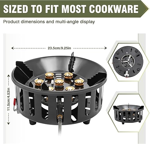 Miniatura 2 de Quemador de propano Bestfire, estufa de gas de 72,000 BTU de quemador único para cocinar al aire libre, estufa de camping a prueba de viento