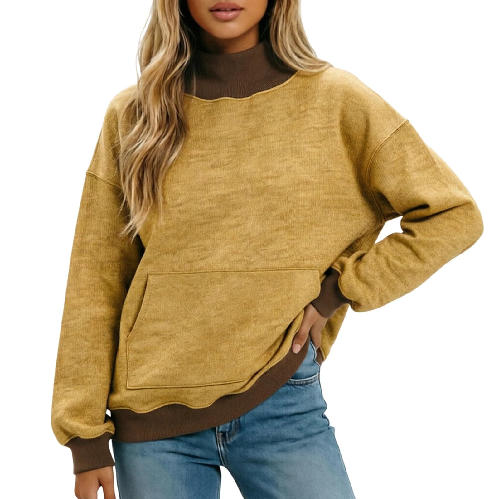 Sudadera con Cuello Partido, Estilo Casual, sin Capucha, Ideal para el día