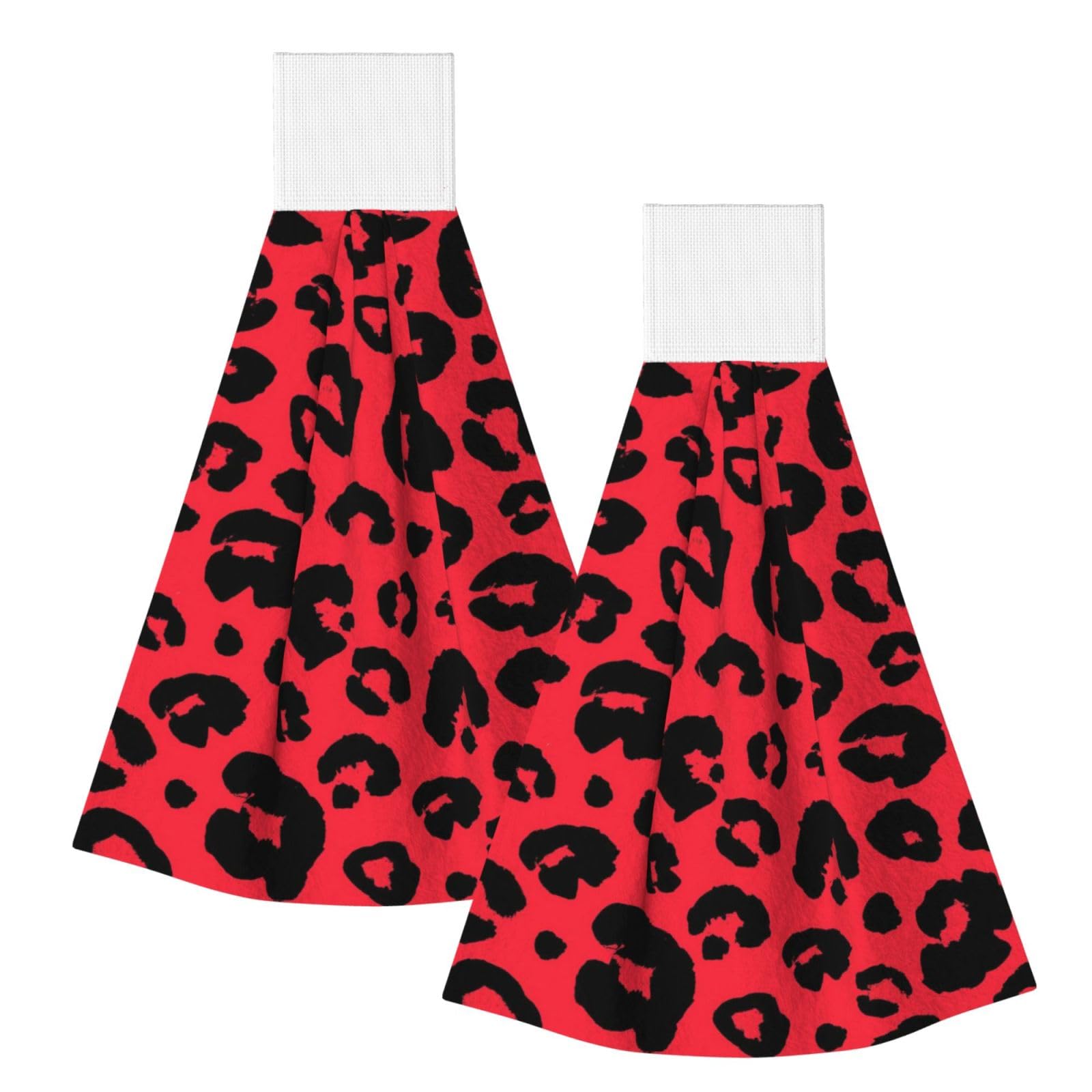 DOPKLNA Leopard Lion Tiger Animal Print, 2 Pcs Hanging Coral Fiber Hand Towels for Bathroom, Absorbent Kitchen Towels