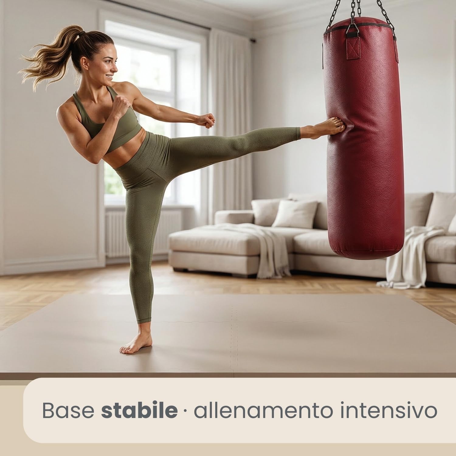 EYEPOWER 4 Tappetini Puzzle per Sport ciascuno 63x63cm incl Cornice Tappeto Estensibile Eva 20mm di Spessore Double-Face