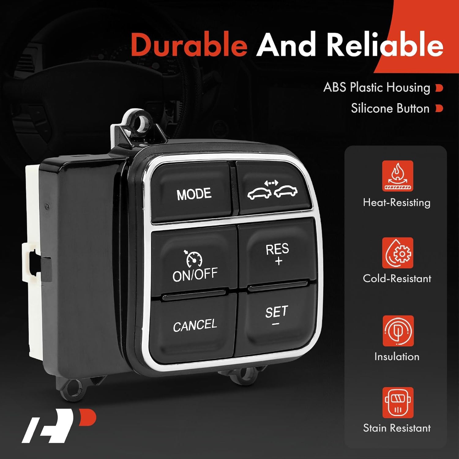 A-Premium Steering Wheel Mounted Cruise Control Switch Buttons Compatible with Dodge Charger 2011-2014, Durango 2011-2013 & Chrysler 300 2011-2014