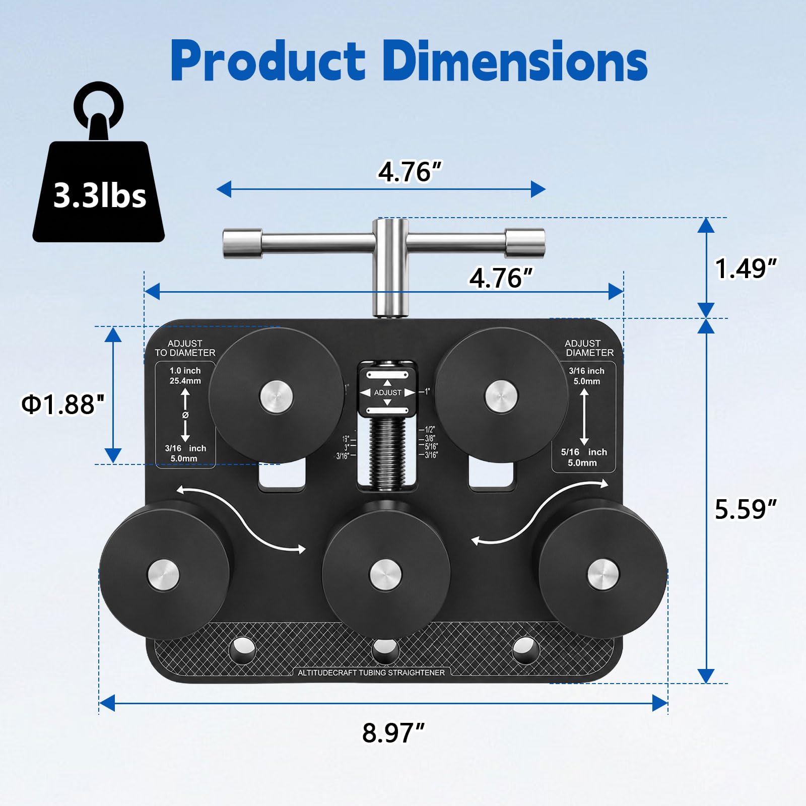Rohrglätter, Schlauchrichter für Durchmesser 3/16"–1" (Ø 4,75–25 mm)