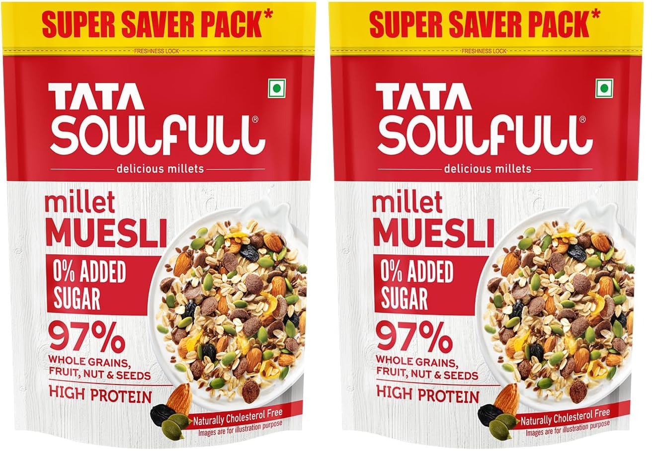 Tata Soulfull 0% Added Sugar Millet Muesli, 700 g, High Protein, Rich in Fibre, 97% Wholegrains, Fruit, Nut & Seeds, Contains Ragi Flakes, Contains Almonds, Flax Seeds, Chia Seeds, Pumpkin Seeds-image-37