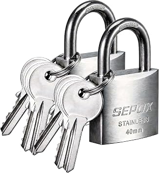 SEPOX  Marine Outdoor Padlock Keyed Alike Stainless Steel SUS304 40mm 2PK