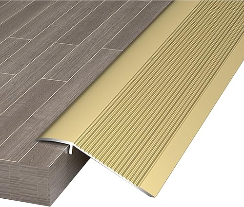 Rampa de transición de aluminio, rampas de umbral de metal, tira de piso para puertas para diferencias de altura de 0.6-1.8 in, impermeable y