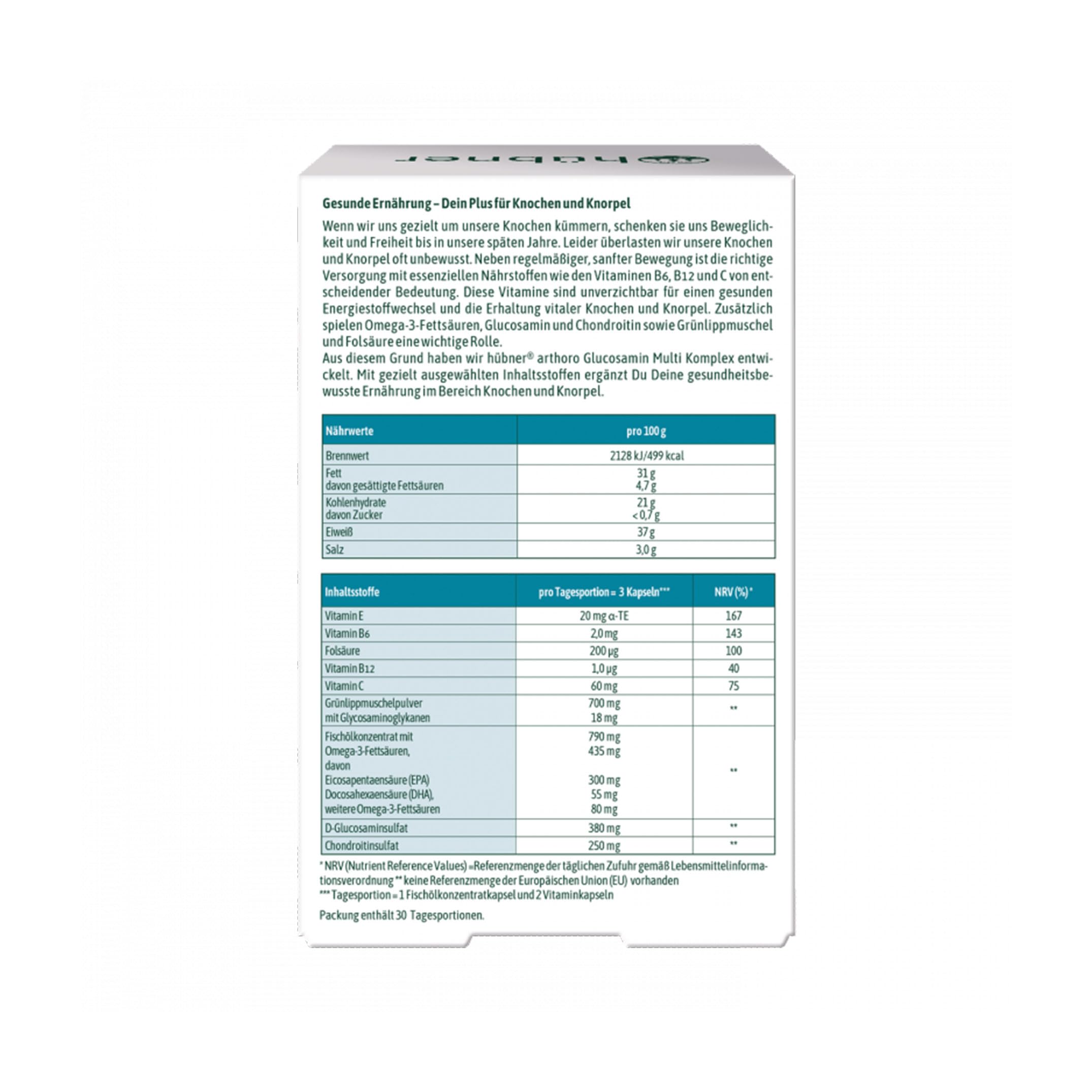 Hübner Arthoro Glucosamin Multi Komplex | Gelenkunterstützung | Omega-3 & Vitamine