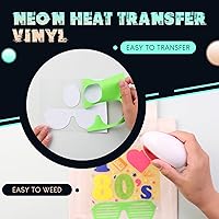 Vista 3 de Vinilo de transferencia de calor HTV de neón, 12 x 10 pulgadas, 10 hojas de vinilo de neón para planchar, verde neón HTV azul neón para camisetas