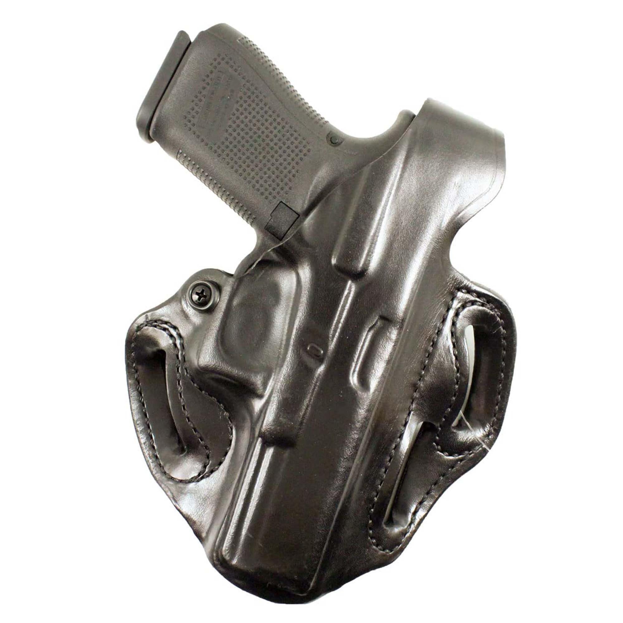 Thumb Break Scabbard OWB Holster - Leather, Right Hand Draw, Compatible With GLOCK 19, 19 GEN 5, 19X 23, 32, 45 (With or Without Reflex Sights) - Black