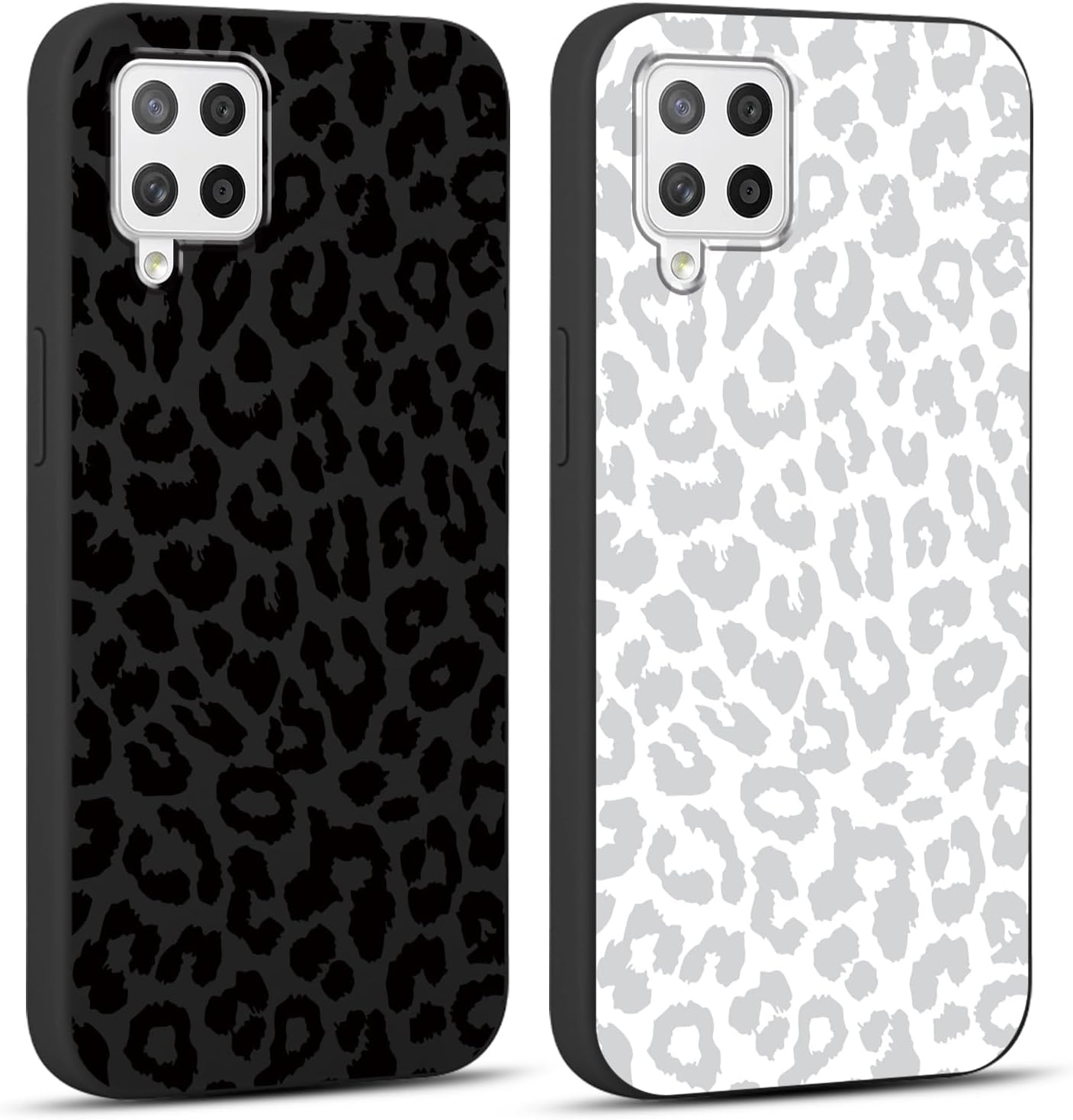 2 Pack Cute Cheetah Print for Samsung Galaxy A42 5G Phone Case 6.6", Luxury Leopard Pattern Design Cases Soft Silicone TPU Shockproof Protective Bumper Cover for Women Girls - Black & White Samsung Galaxy A42 5G Leopard