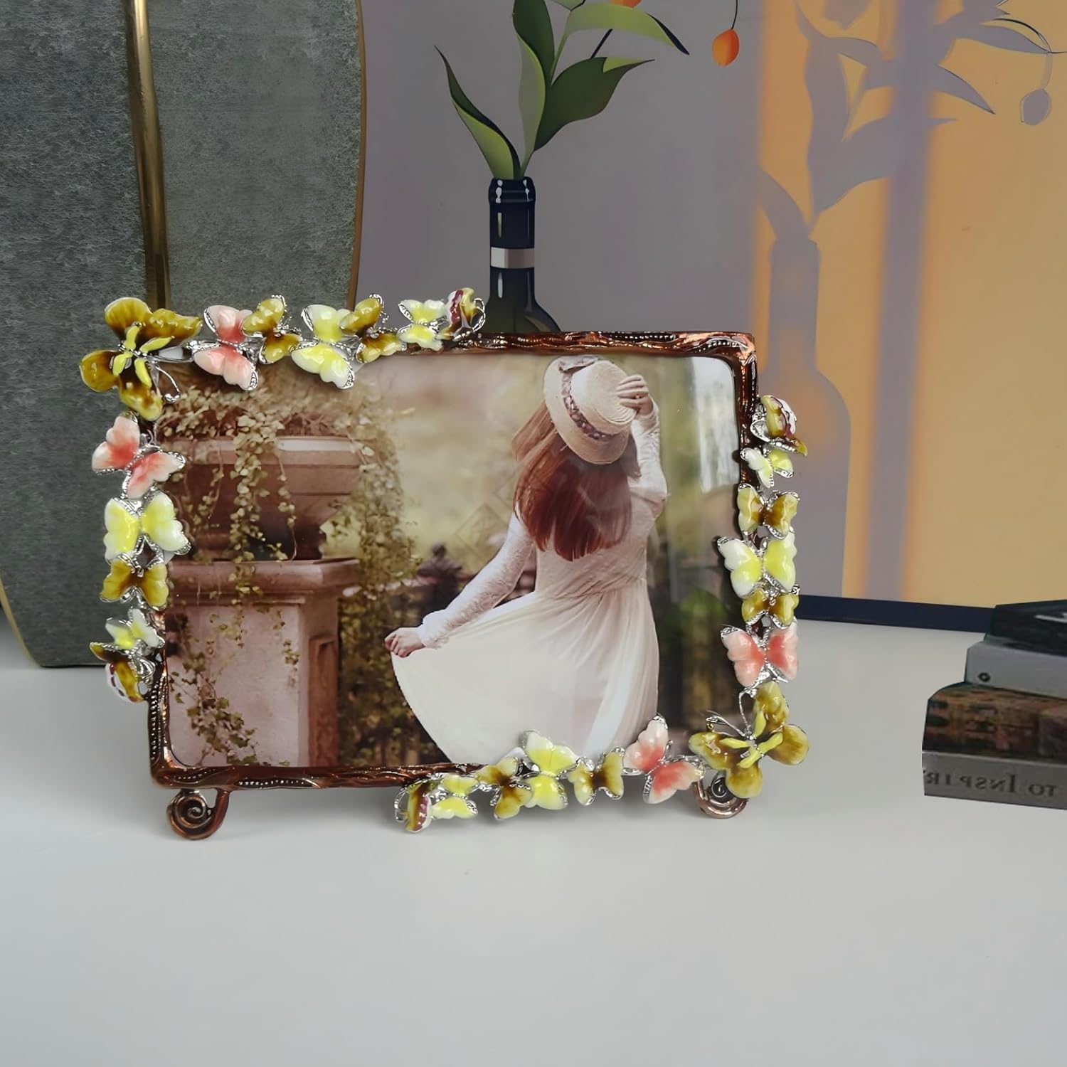 Metal Picture Frames,Butterfly Picture Frame, 5x7, Colorful, for Home or Office(Butterfly, 4 * 6inch)