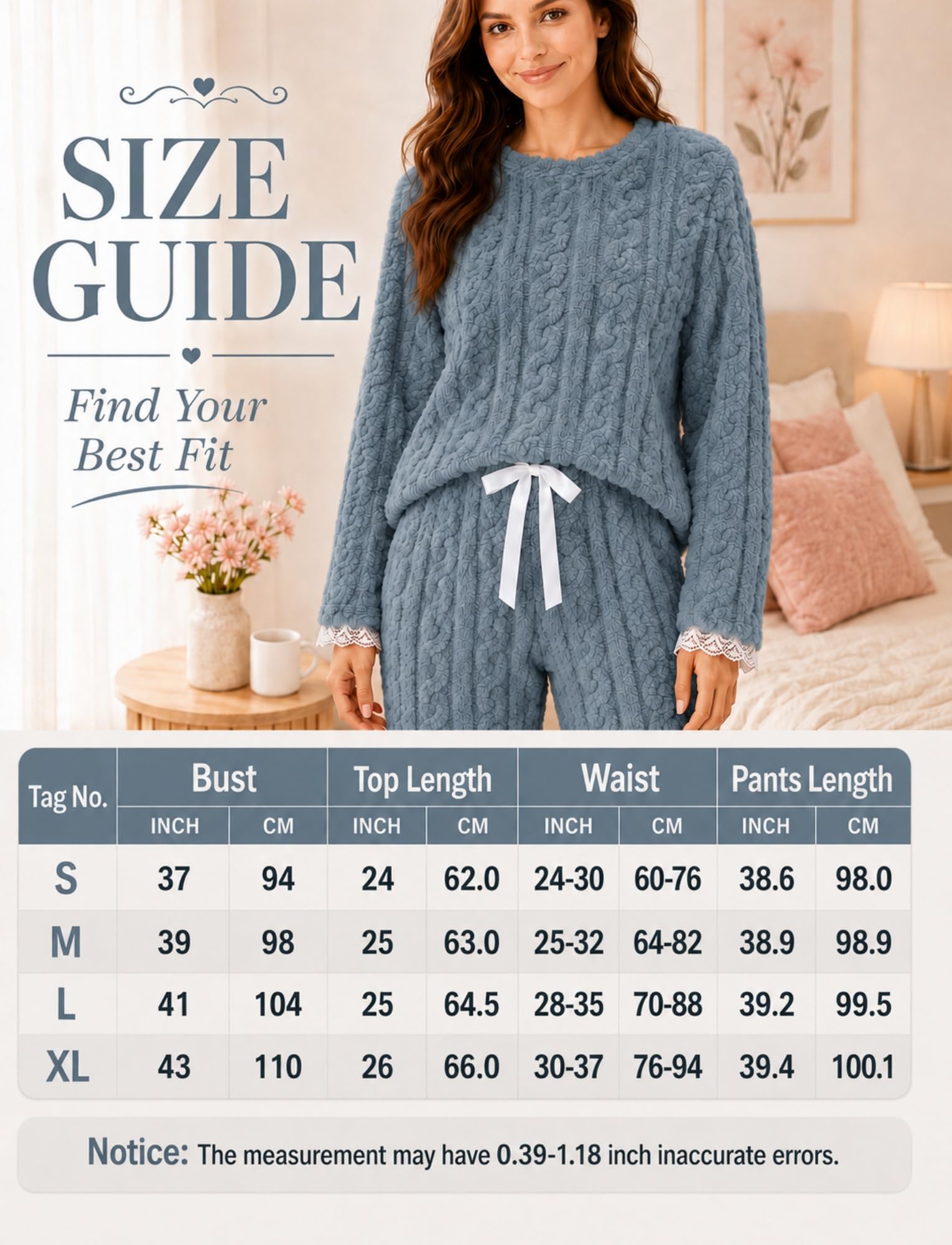 Conjunto de Pijama de Franela para Mujer Suéter Acogedor Holgado Pijama Pjs