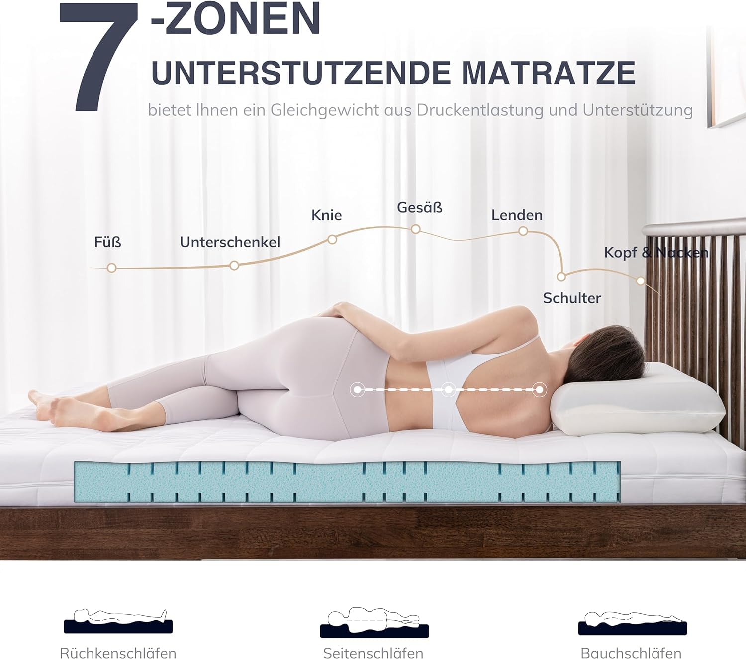 EGO Home Matratze 100x200 cm Hoch 11cm H2-7-Zonen Kaltschaummatratze mit Memory Foam, Öko-TEX Zertifiziert, Punktelastisch, Rückenschonend - Weicher Bezug mit Wolken-Ahnlichem Tragegefühl