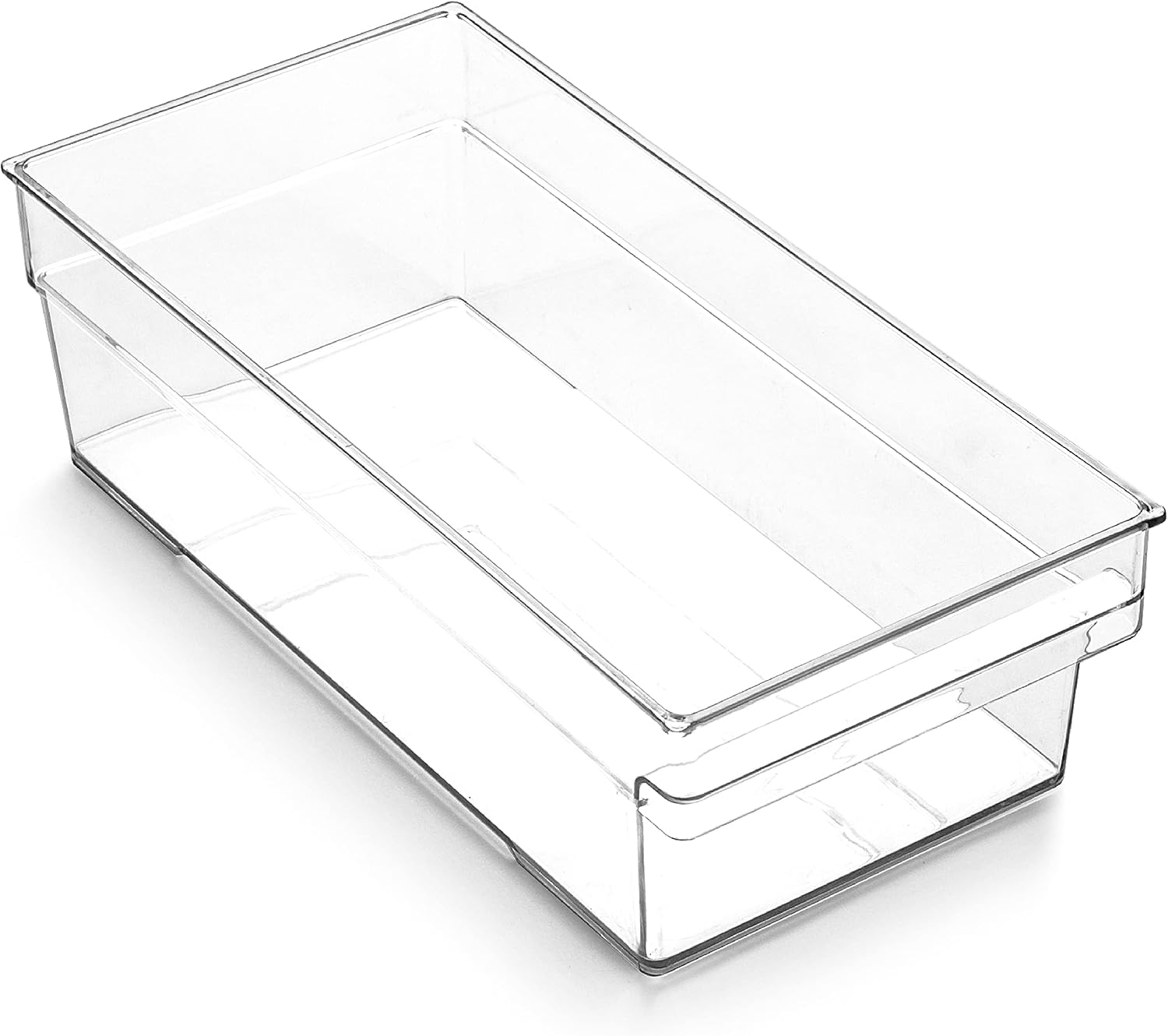 BINO | Plastic Storage Bins, Shallow Medium | THE HANDLER COLLECTION | Multipurpose Organizer Bins | Kitchen Pantry Organizers and Storage | Clear Containers for Organizing Home | Freezer Organizer