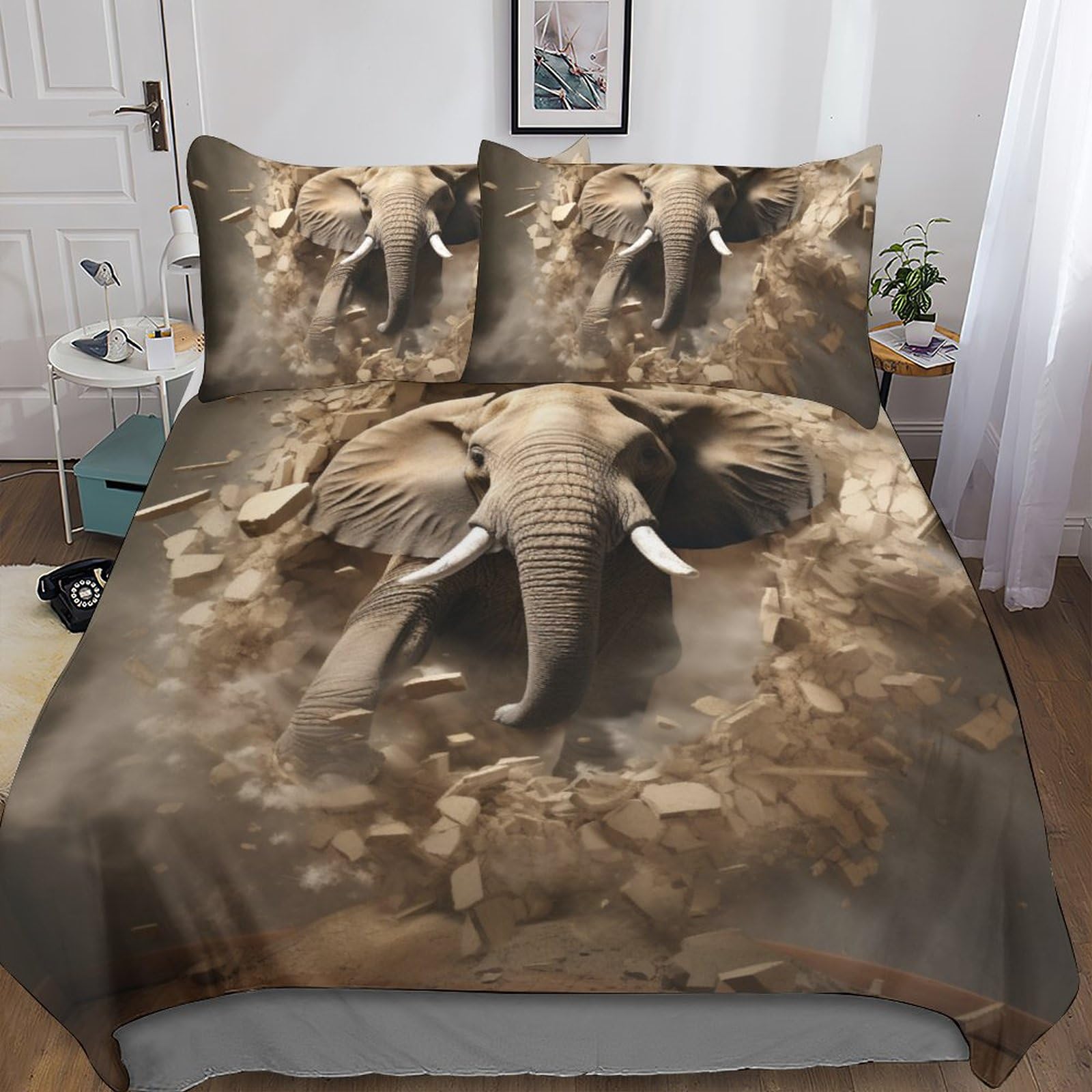 Literie 3D éléphant parure de lit hypoallergénique pour créer un cocon d'évasion unique