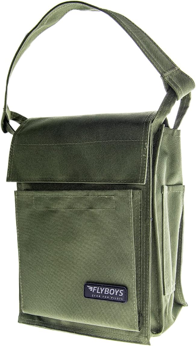 FLYBOYS Regular Pubs Bag - Expanded Capacity Shoulder Bag - For Professional Pilots, General Aviation - 7.5 in X 10 in - Olive Green