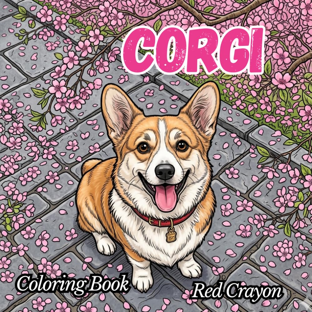 Corgi Coloring Book: 50 Stress Relieving Coloring Pages, Perfect Gift for Corgi Lovers