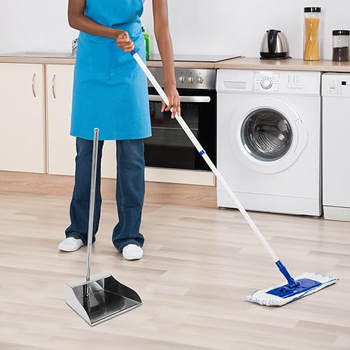 Miniatura 9 de Lurrose Recogedor de acero inoxidable recogedor con mango - Recogedor de pie para interior y exterior