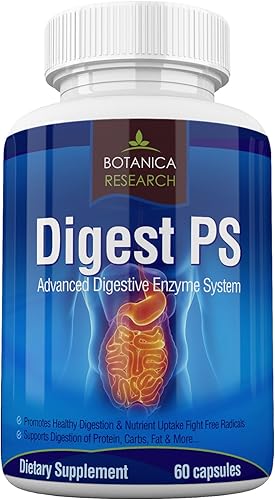 Digest PS Suplemento de apoyo de múltiples enzimas digestivas avanzadas - Limpieza diaria del sistema de digestión esencial bromelina, lipasa,