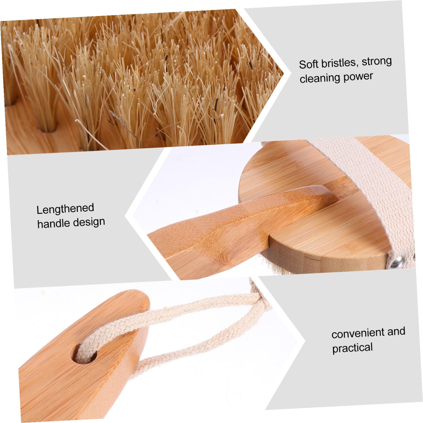 VALICLUD Duschbürste für Rückenreinigung und Peeling Holzbürste mit Abnehmbarem Langem Griff Komfortabel Entfernt Schmutz und Abgestorbene Haut im Haushalt