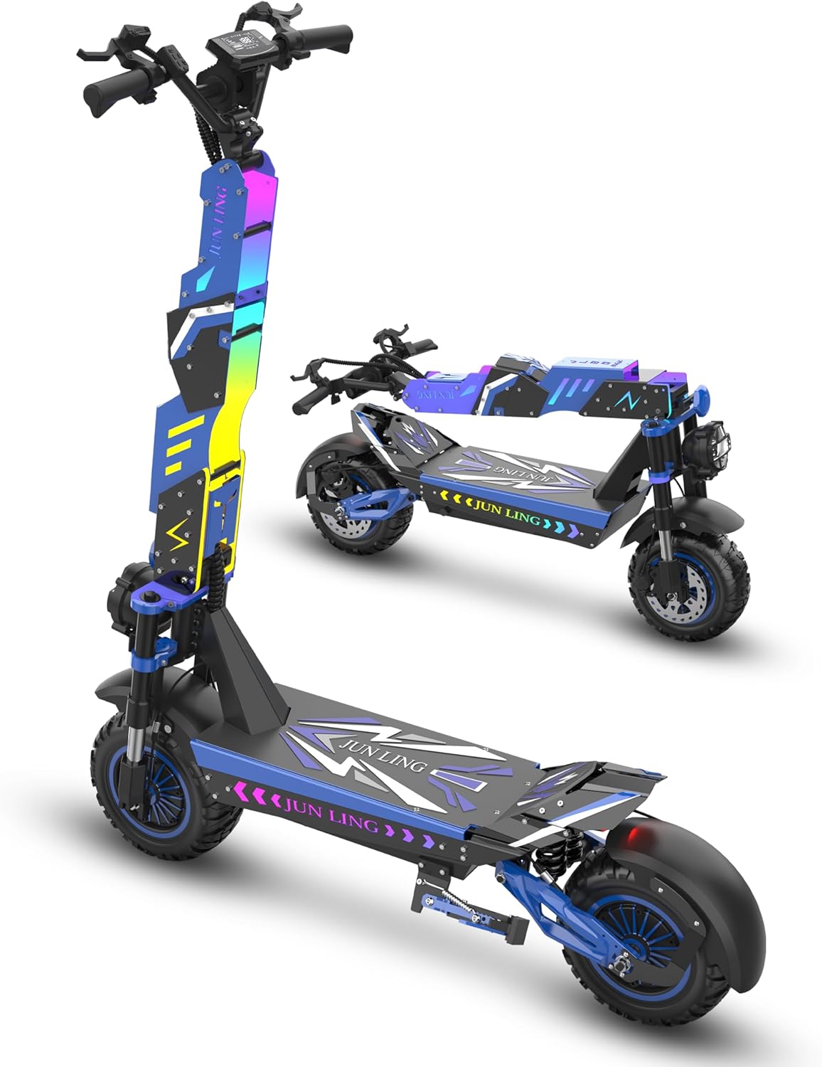 JL80 Off-Road Scooter for Adults, 6000W Dual Motor, 60V 30Ah, Up to 43 MPH, 50 Miles Long Range, 12" Pneumatic Tires, Foldable Commuter Scooter