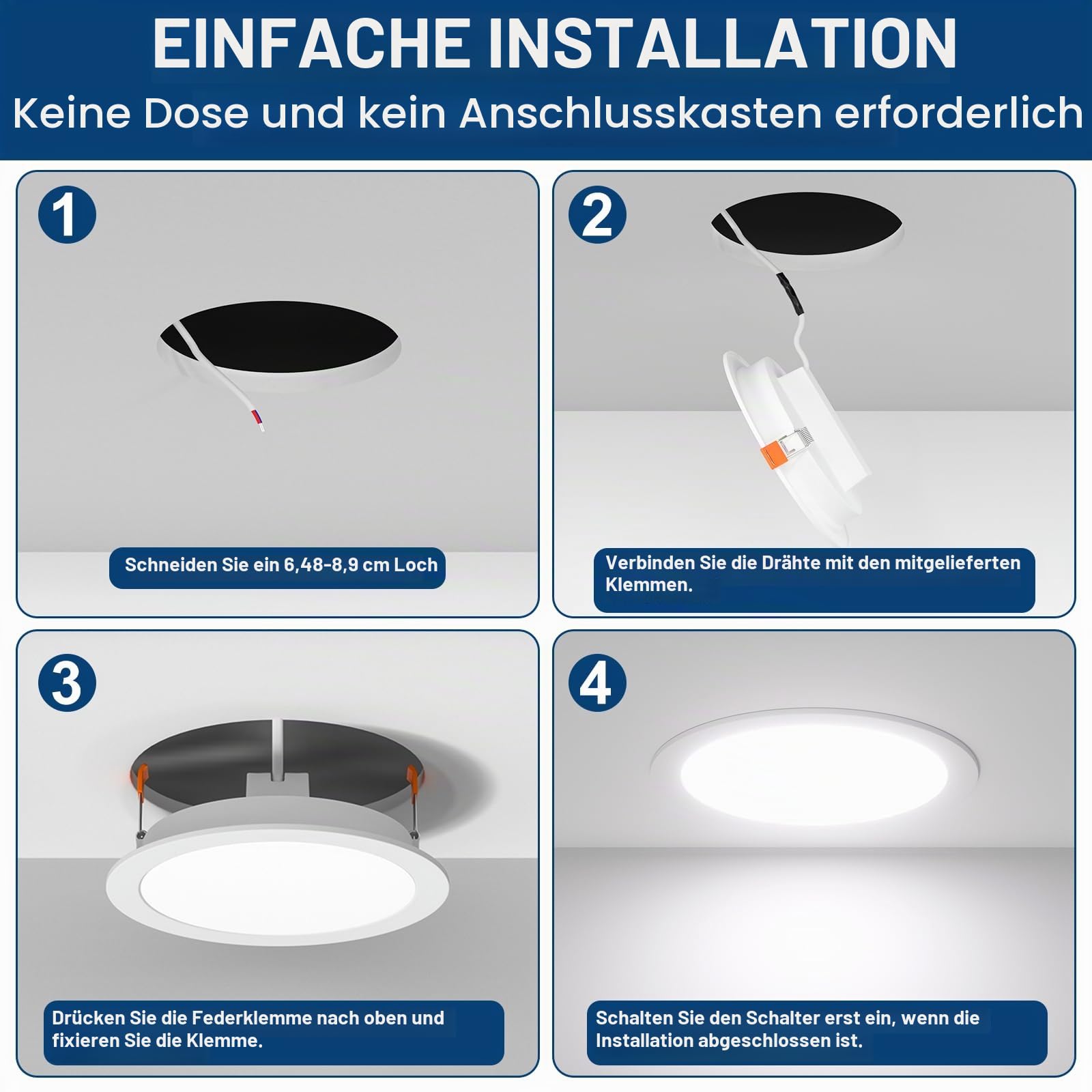 ChangM LED Einbaustrahler 230V Alexa Smart LED Spot Dimmbar mit APP Bluetooth Deckenspots Flach 8W IP44 3Zoll, Deckenleuchte Warmweiß to Kaltweiß 2700K-6000K Einbauleuchten 8er Set