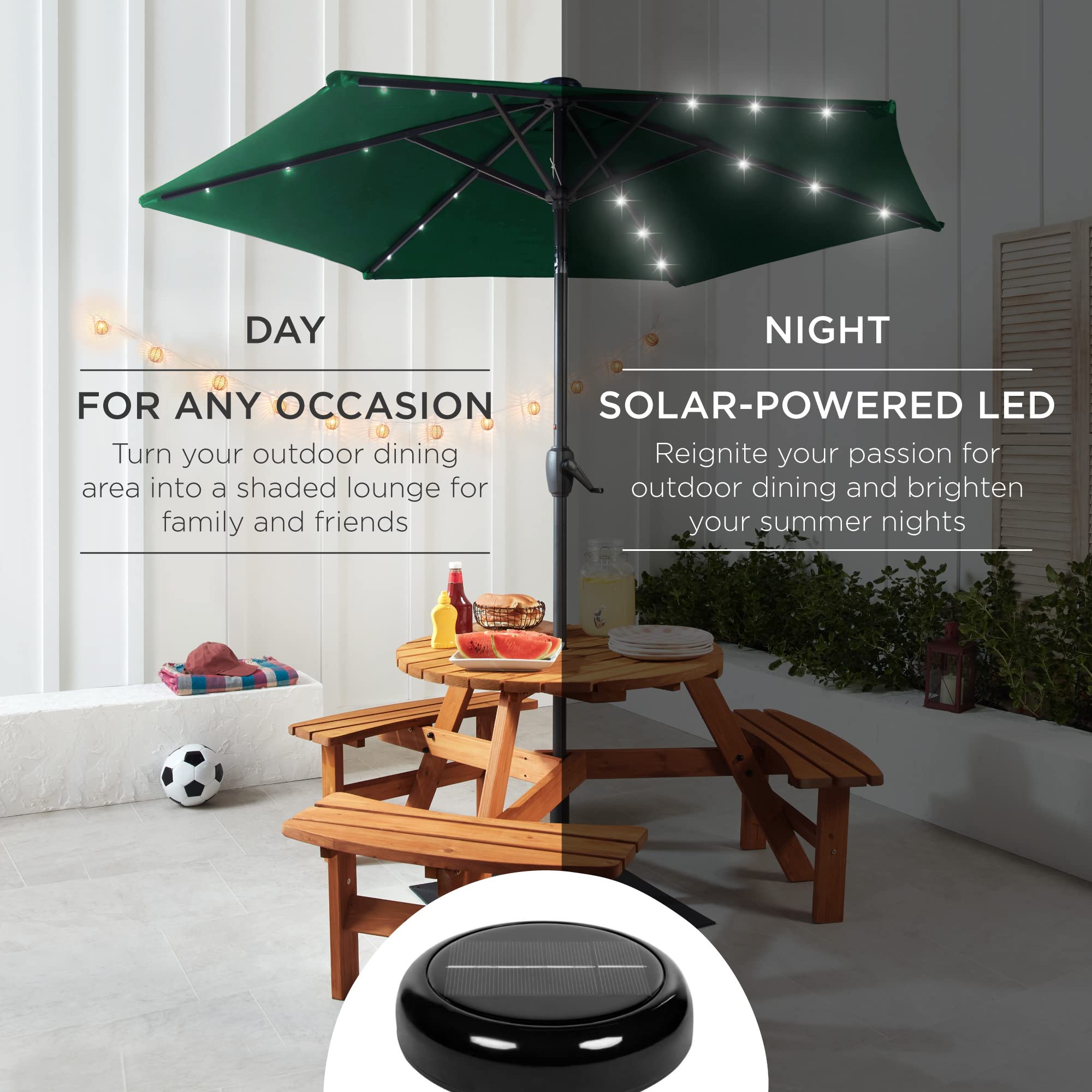 Best Choice Products 7.5ft Solar Umbrella LED Lighted Patio Umbrella, Table Market Umbrella with Tilt and Crank, Outdoor Umbrella for Garden, Deck, Backyard, Pool and Beach