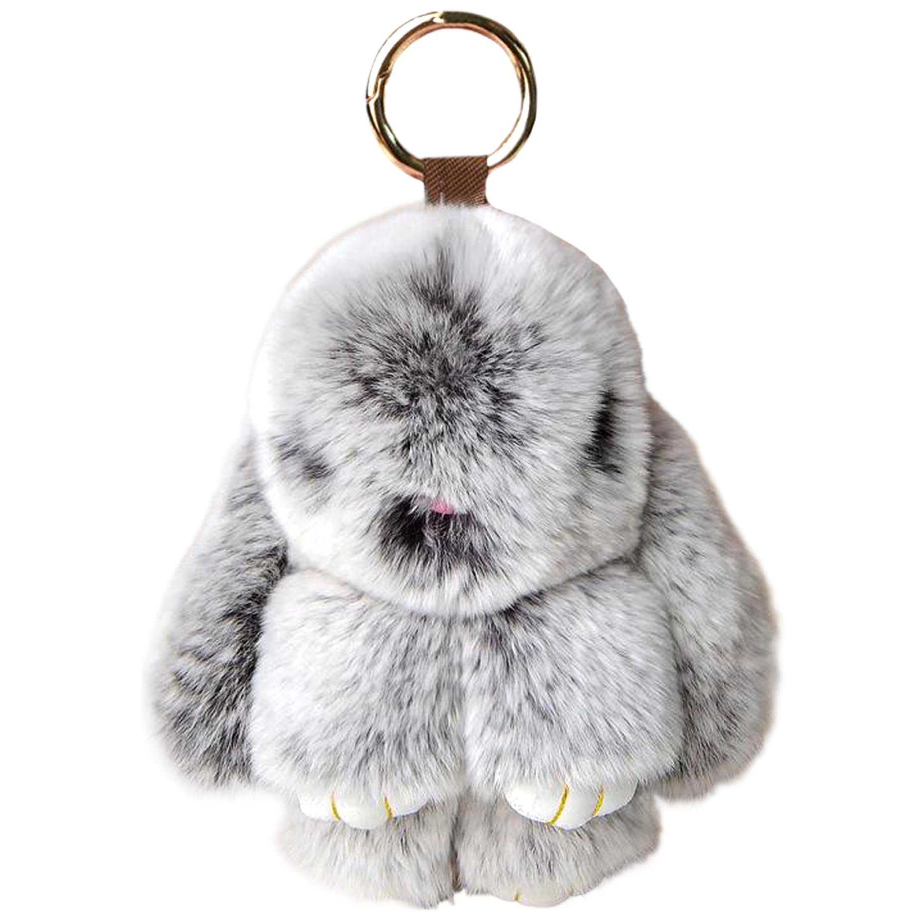 Pastoralist Unisex Grey Cute Keychains, Bunny Keychain Soft Rabbit Doll Fluffy Bunny Keychain With Metal Buckle Cute Bag Charm Kawaii Stuffed Animal For Handbags, Backpacks, Cell Phones, Cars