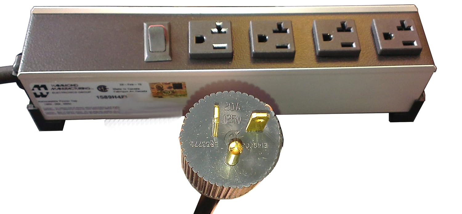 Hammond Manufacturing 1589H4F1 20 AMP Power BAR, 4 OUTLETS
