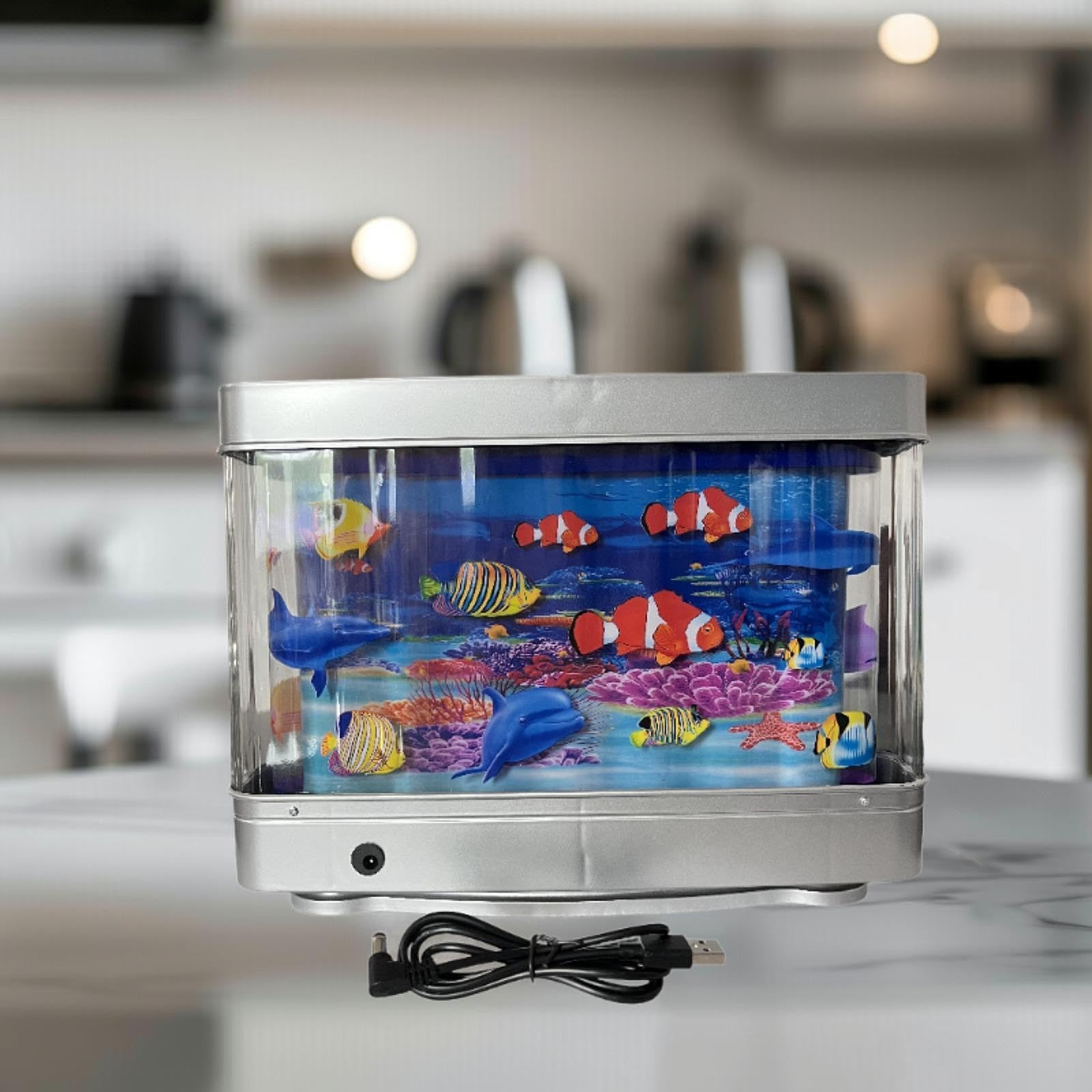 Gralara Acquario finto LED Luce notturna Acquario artificiale per pesci, Imitazione del paesaggio marino, Lampada notturna d'atmosfera Luce ambientale per, Pesce