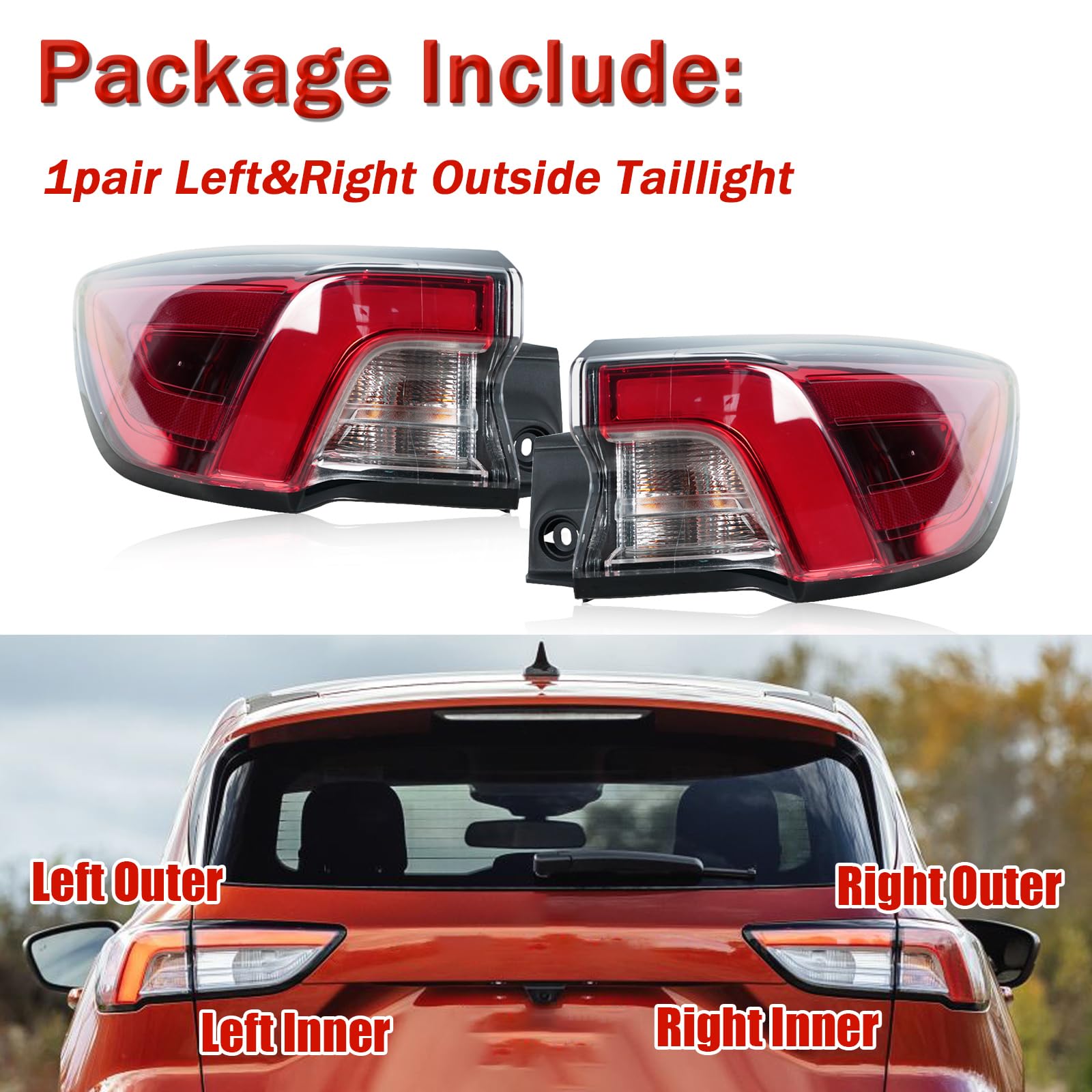 JESYMBX Tail Light For Ford Escape 2020 2021 Turn Signal Running Brake Light 5-PIN Without Side Lamp Left&Right