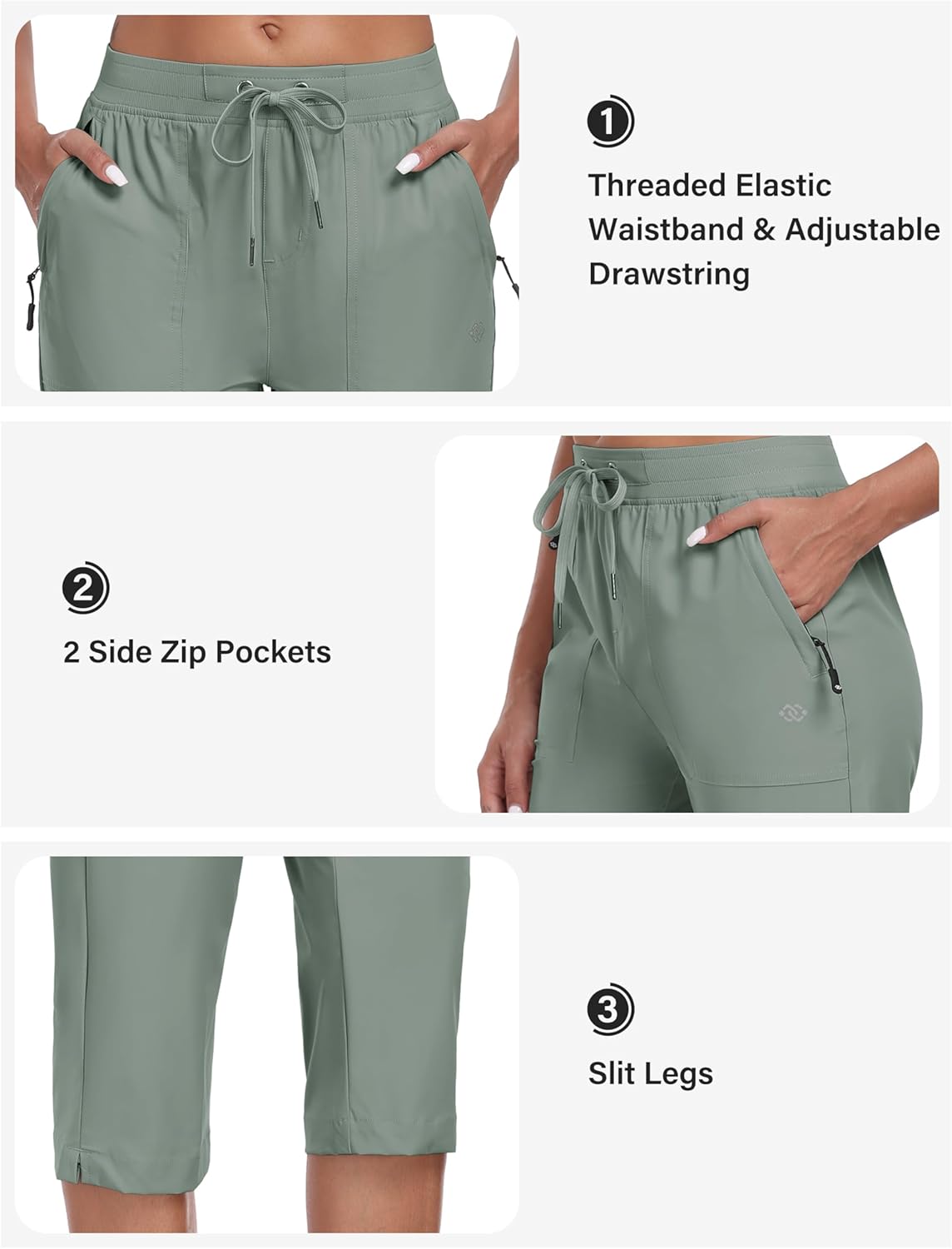 MoFiz Capri Pants for Women Lightweight Ice Cool Capris for Women Casual Summer with Zipper Pockets - Image 4