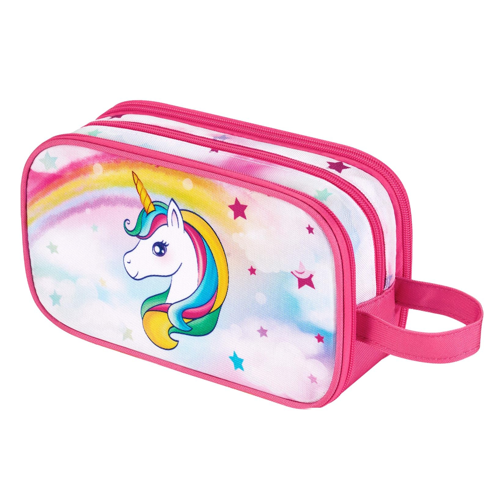 WAWSAM Neceser Viaje de Unicornio - Neceser Infantil Bolsa de Aseo para Niño/Niña Cámping Viaje Hogar Resistente al Agua Portátil Dopp Kit Cumpleaños Vocación