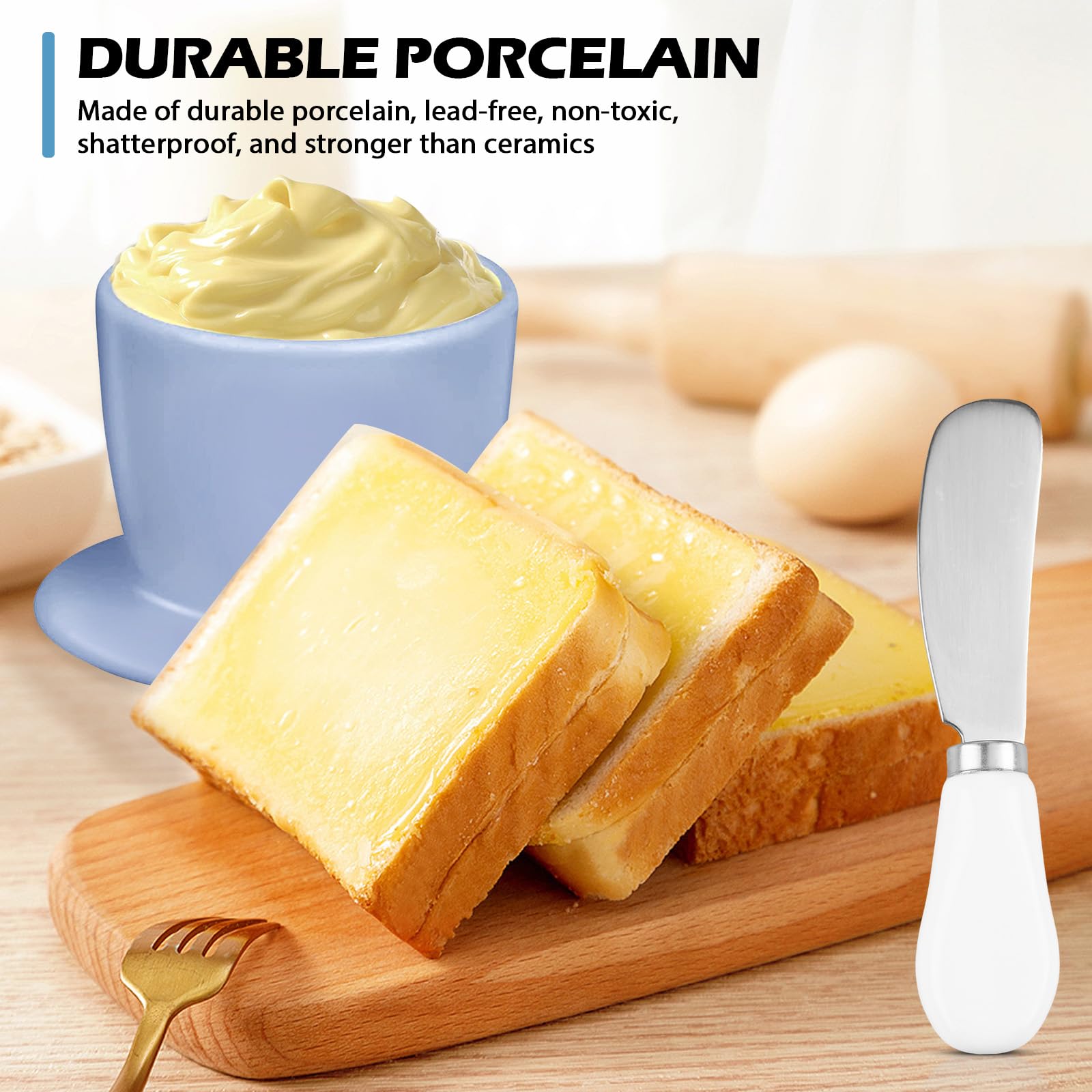 BORDEAG Burriera Con Coperchio, Portaburro In Ceramica Blu, Burriera In Porcellana Per Burro Appena Aromatizzato, Coccio Per Burro Per Colazione