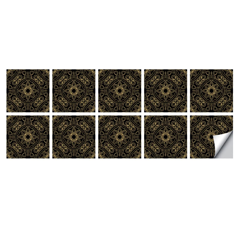 LMYSXAOZ Tile Stickers Stick on Tiles, Self Adhesive Wall Tiles for Bathroom Kitchen, Oil Proof DIY Peel and Floor Vintage Mandala (30x30cm,Mandala5)