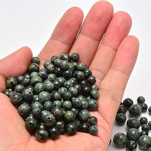 Miniatura 3 de Cuentas sueltas de piedras semipreciosas naturales, redondas y suaves con cordón elástico y aguja para cuentas para fabricación de joyas (100