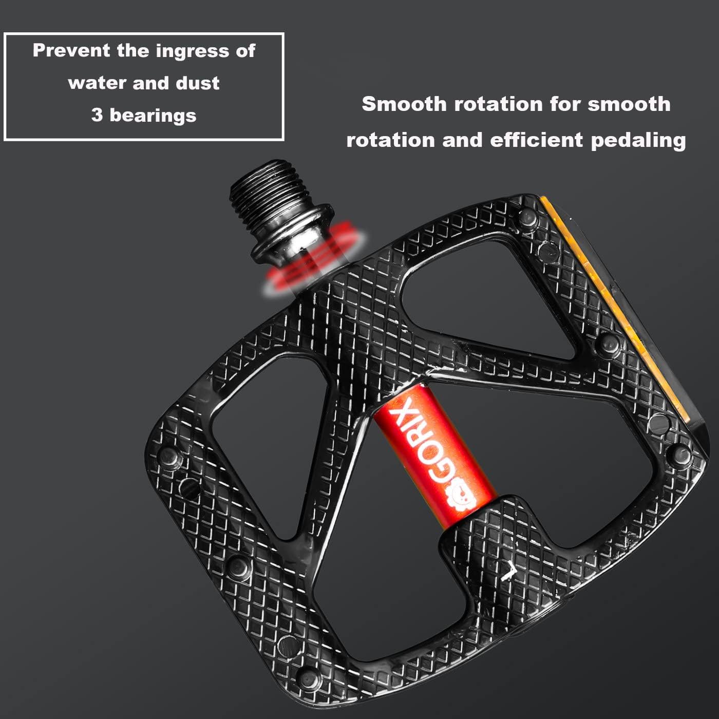 GORIX Bike Flat Pedals Wide Lightweight with Reflector Road Mountain MTB Bicycle(GX-FY610)
