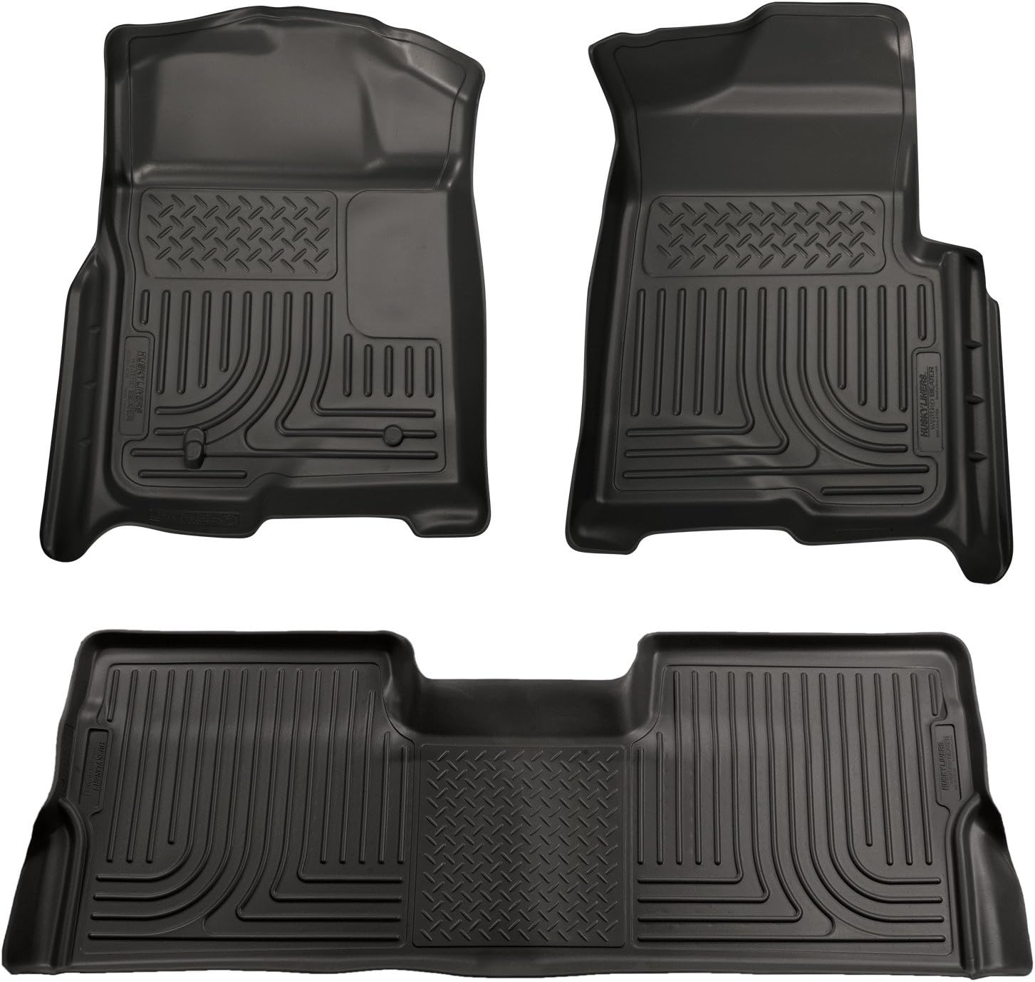 Husky Liners Weatherbeater Floor Mats | Fits 2009-2015 Honda Pilot | Front & 2nd Row, 3-pc Black - 98421