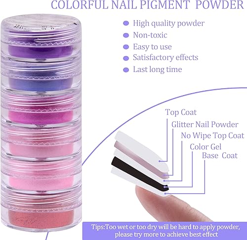 Miniatura 6 de Duufin 36 colores de pigmento de uñas en gel acrílico pigmentos coloridos luminosos iridiscentes con purpurina perlado de alto brillo halo en polvo