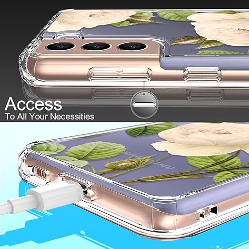 Miniatura 6 de LUHOURI Funda para Samsung Galaxy S21, funda de TPU transparente con diseños florales de moda de jardín para mujeres y niñas, a prueba de golpes,