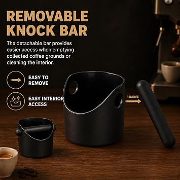 Small Espresso Knock Box, 4.3-Inch Espresso Grounds Knock Box | Removable Knock Bar, Non-Slip Base, Easy-to-Clean Espresso Puck Bin for Home Barista