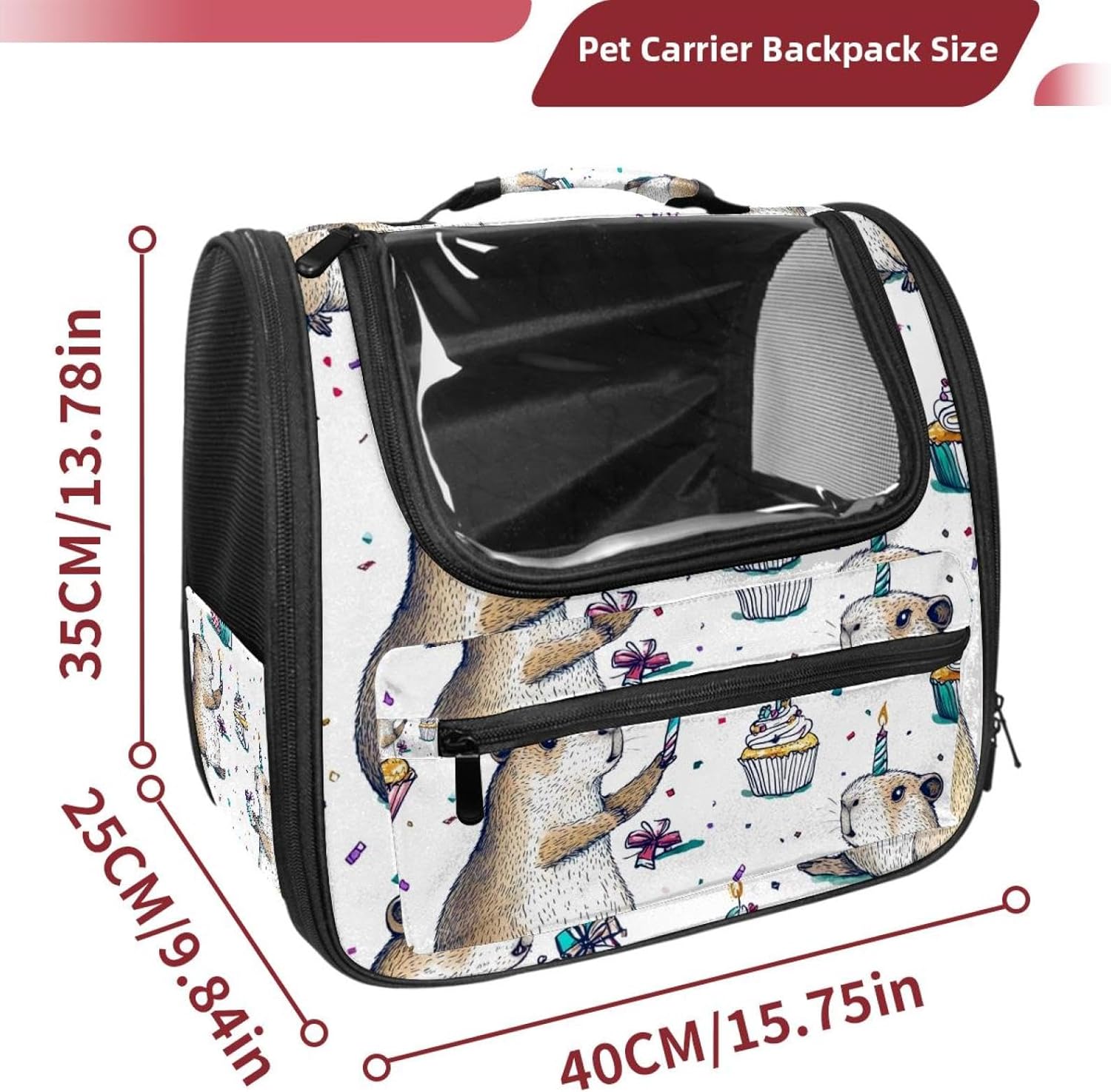 Happy Birthday (1) Pet Carrier Airline Approved Soft Sided Portable Cozy Travel Pet Bag, Car Seat Safe Carrier for Cats and Dogs