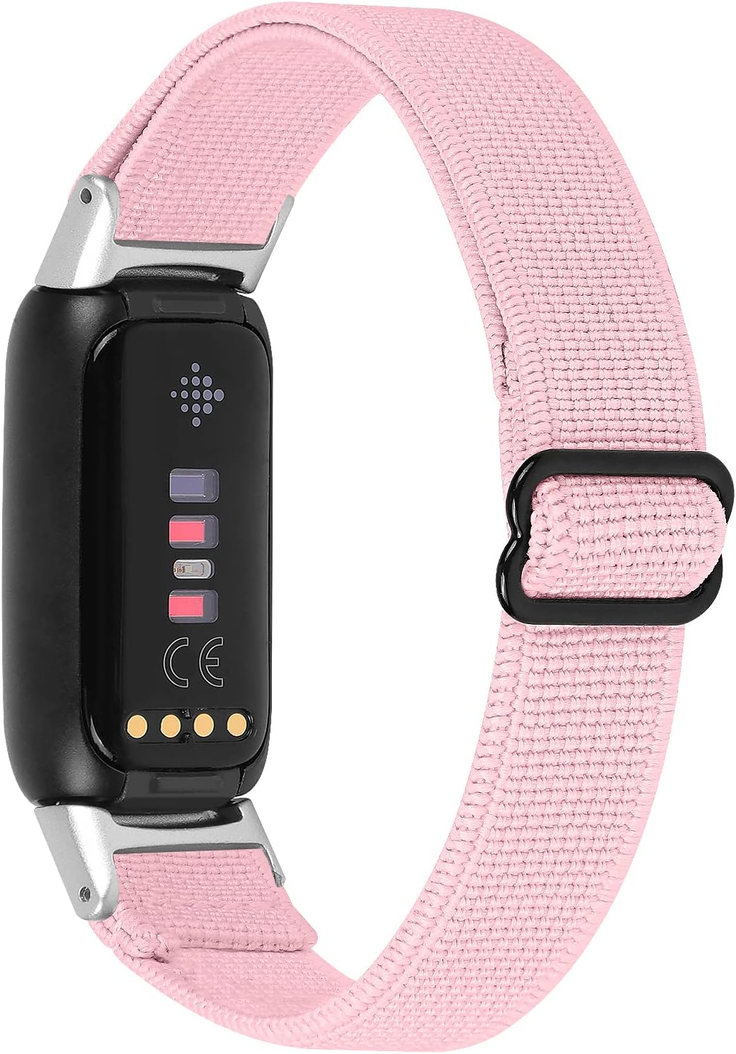 OCEBEEC Stretchy Sport Bands Compatible with Fitbit Luxe, Adjustable Elastic Nylon Wristband Replacement for Fitbit Luxe Fitness and Wellness Tracker for Women Men(Light Pink)
