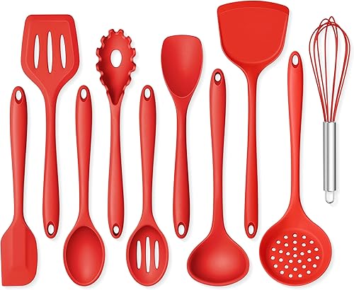 Onader Juego de utensilios de cocina de 10 piezas, juego de utensilios de cocina de silicona roja para cocinar, no tóxicos y resistentes al calor disponible en Yaxa Costa Rica