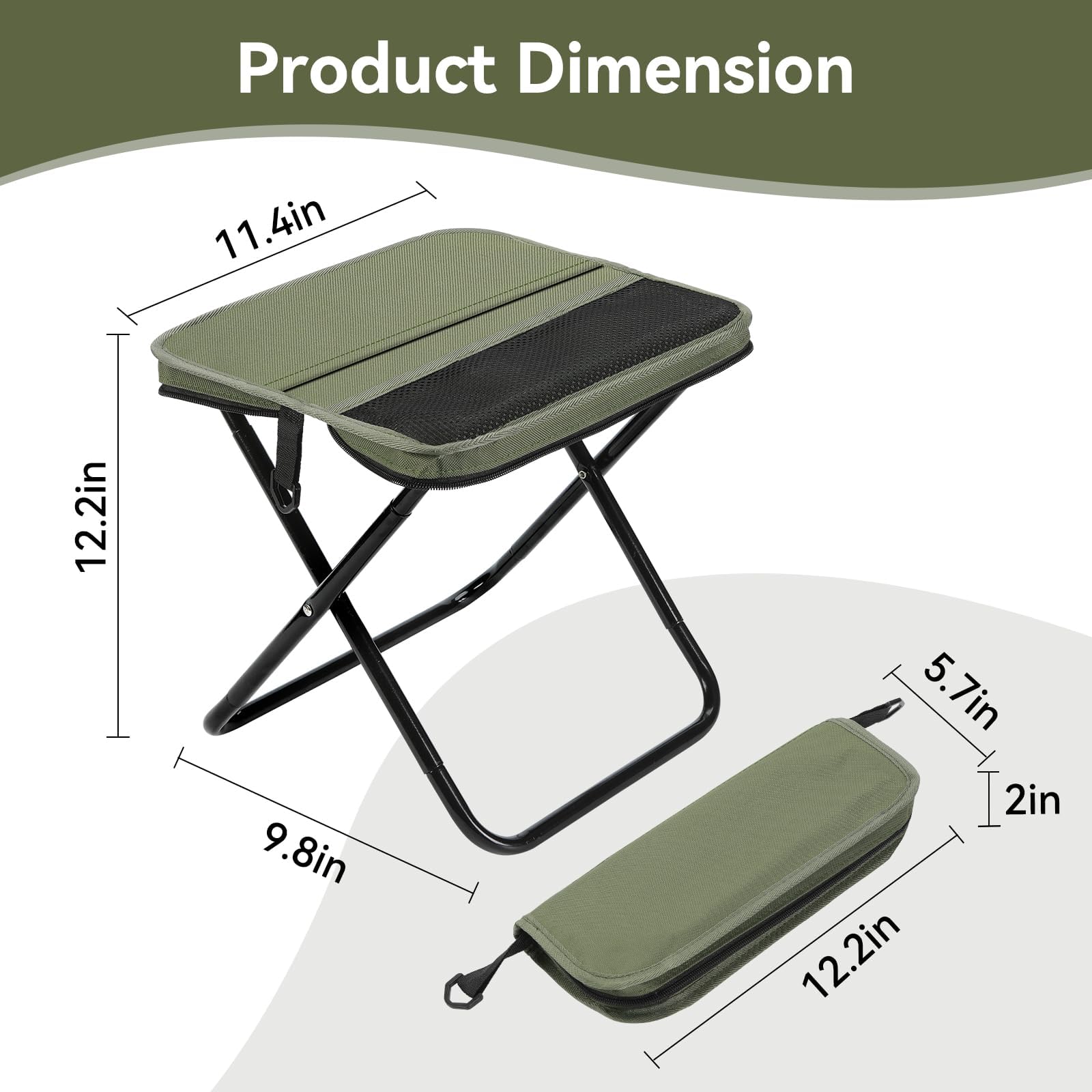 Tragbare Campinghocker, Leichter Klapphocker für Erwachsene, 2 Stück mit Tragetasche, ideal zum Wandern, Angeln, Grillen und Outdoor-Aktivitäten