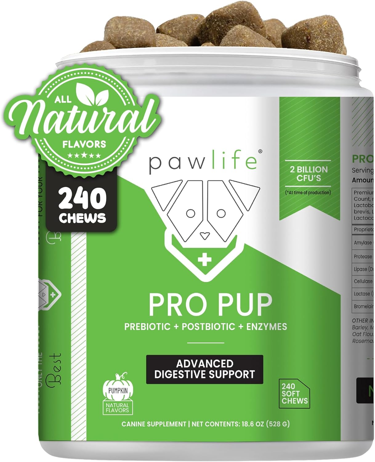 Probiotics for Dogs - Diarrhea Relief, Gut Health Support, Constipation Relief, Digestive Health Support - Vet Recommended Dog Probiotics - 120 Soft Chews that Dogs Love - Pumpkin Flavor